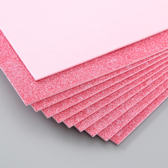 Фоамиран глиттерный 2 мм, 20х30 см, розовый
