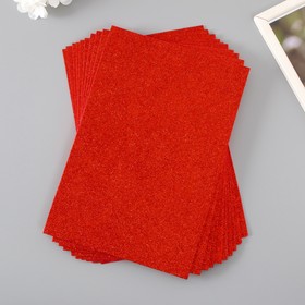 Фоамиран глиттерный 2 мм, 20х30 см, красный (комплект 10 шт)