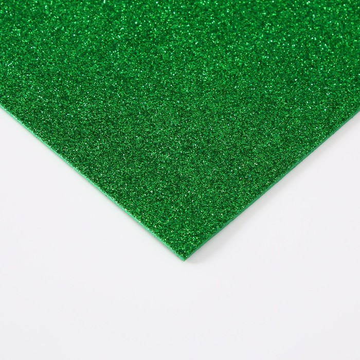 Фоамиран глиттерный 2 мм, 50х50 см, зеленый