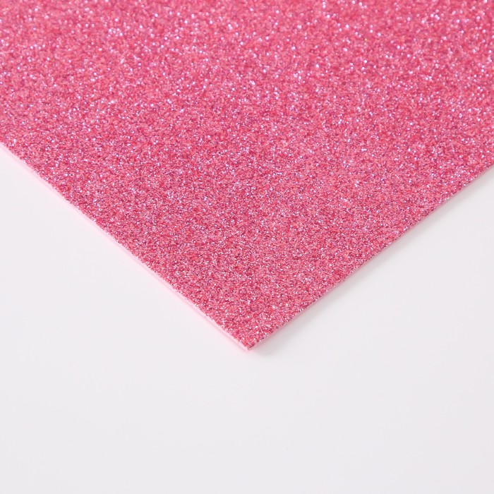 Фоамиран глиттерный 2 мм, 50х50 см, розовый