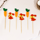 Топпер на пасху «Заяц», с цветочком и морковкой, набор 6 шт. - Фото 2