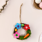 Пасхальный декор венок с цветочками, 12 см - Фото 1