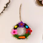 Пасхальный декор венок с цветочками, 12 см - Фото 2