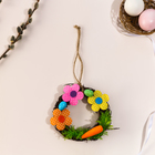 Пасхальный декор венок с цветочками, 12 см - Фото 3