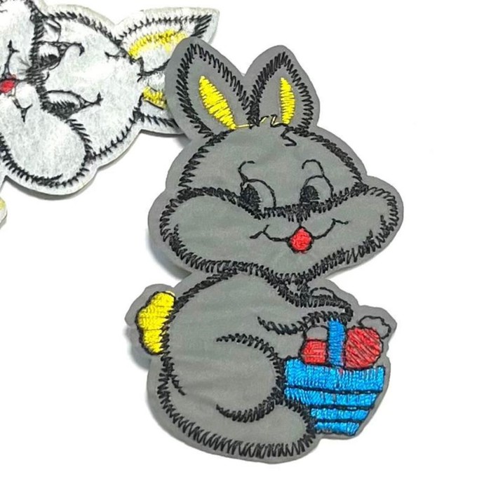 Термоаппликация «Светоотражаяющая кролик с корзинкой», размер 5,5x10 см - Фото 1