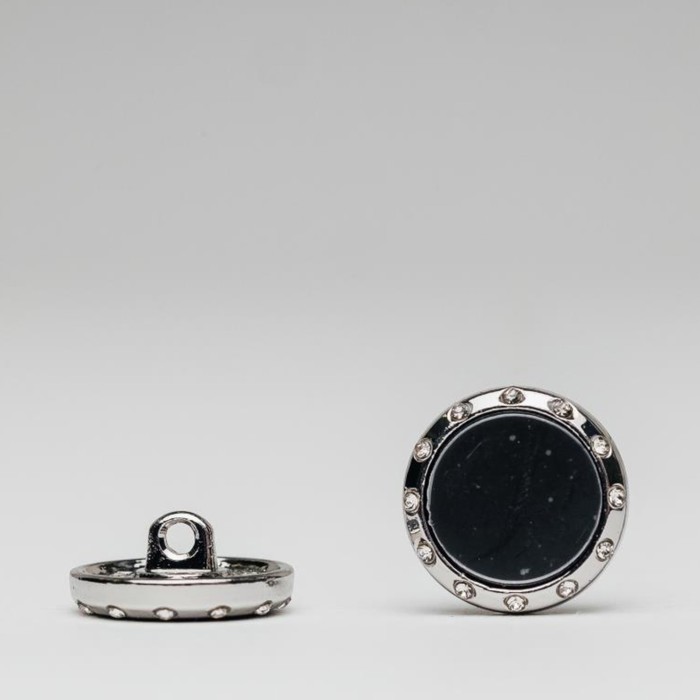 Пуговица «Чёрный в никеле» маленькая, размер 15 мм - Фото 1
