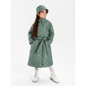 Пальто стёганое для девочек AmaroBaby TRENDY, рост 140-146 см, цвет фисташковый