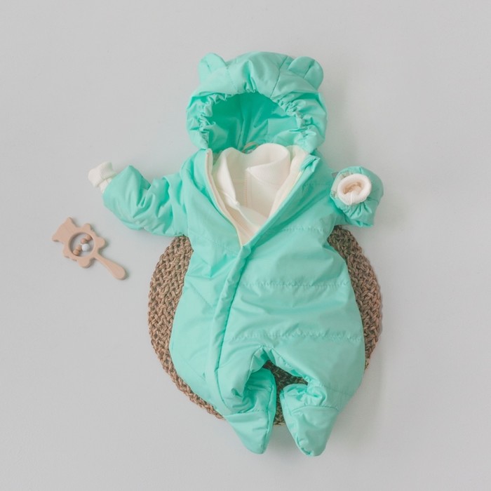 Комбинезон детский демисезонный KinDerLitto «Топтыжка», рост 56-62 см, цвет мята - Фото 1