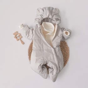 Комбинезон детский демисезонный KinDerLitto «Топтыжка», рост 56-62 см, цвет серый