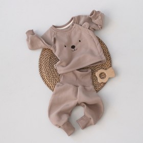 Комплект детский KinDerLitto «Пикколино-3», 2 предмета: худи, штаны, рост 56-62 см, цвет бежевый