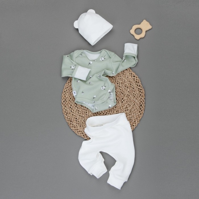 Комплект детский KinDerLitto «Мягкий хлопок-3», 3 предмета, принт хлопок, рост 56-62 см - Фото 1