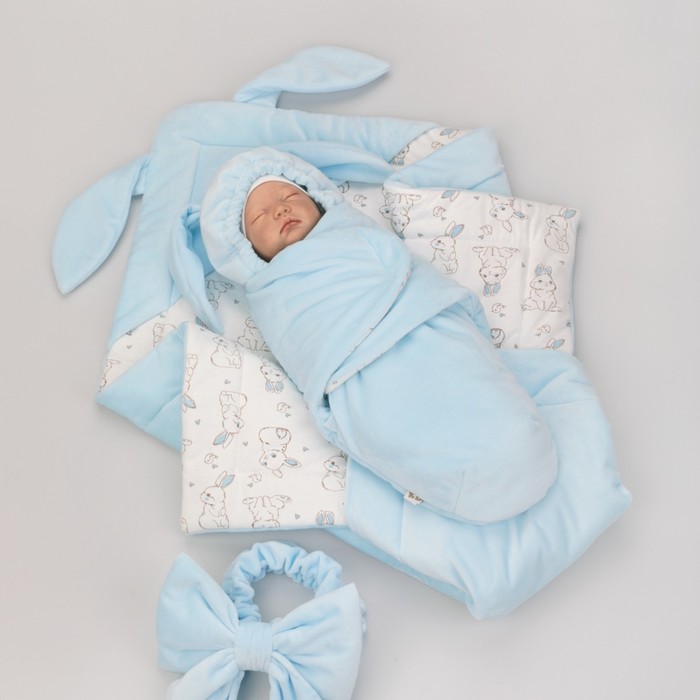 Комплект на выписку демисезонный KinDerLitto «Кроля», 5 предметов, рост 50-56 см, цвет голубой