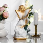 Статуэтка "Ангел" 37 см, бело-золотая - Фото 3