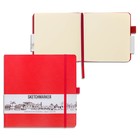 Скетчбук Sketchmarker, 200 х 200 мм, 80 листов, твёрдая обложка из бумвинила, красный, блок 140 г/м2 - фото 297376316