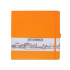 Скетчбук Sketchmarker, 200 х 200 мм, 80 листов, твёрдая обложка из бумвинила, оранжевый, блок 140 г/м2 - фото 9298625