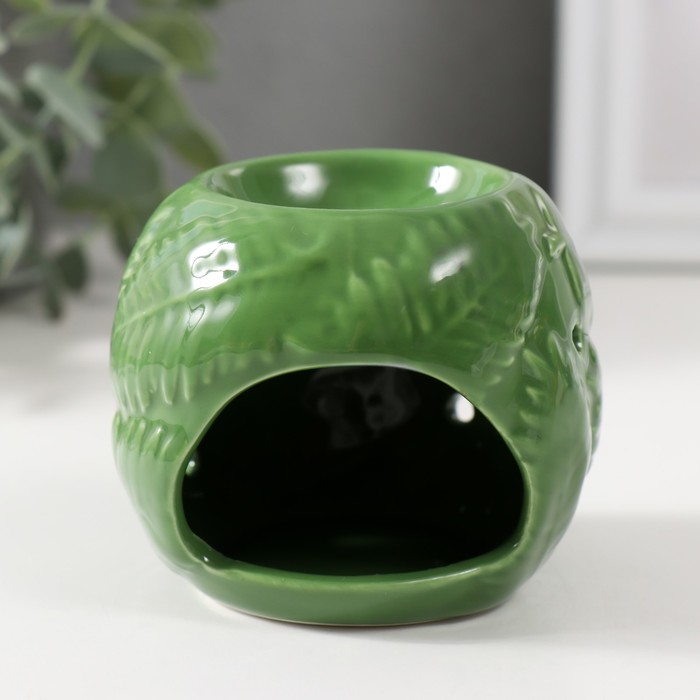 Аромалампа керамика "Листья" зелёная 7,5х7,5х7,2 см