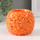 Аромалампа керамика "Цветочки" оранжевая 7,5х7,5х7,5 см - фото 3333113