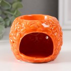Аромалампа керамика "Цветочки" оранжевая 7,5х7,5х7,5 см - фото 9375440