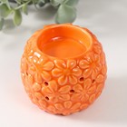 Аромалампа керамика "Цветочки" оранжевая 7,5х7,5х7,5 см - фото 9375441