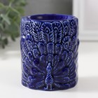 Аромалампа керамика "Павлин" синяя 7х7х8,5 см - фото 9375442
