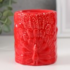 Аромалампа керамика "Павлин" красная 7х7х8,5 см - фото 9375445