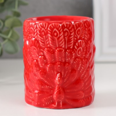 Аромалампа керамика "Павлин" красная 7х7х8,5 см