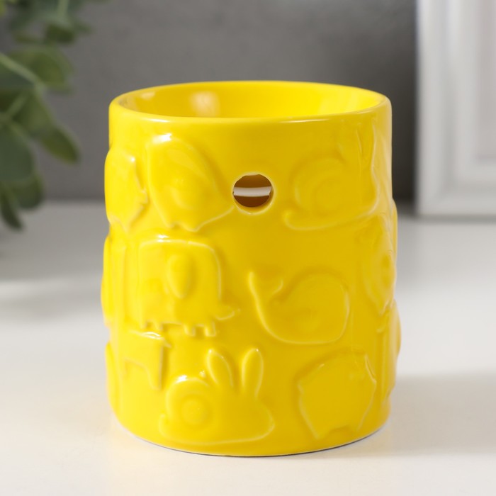 Аромалампа керамика "Зверята" жёлтая 6,7х6,7х7,5 см - Фото 1