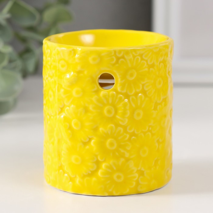 Аромалампа керамика "Ромашки" жёлтая 6,7х6,7х7,5 см - Фото 1