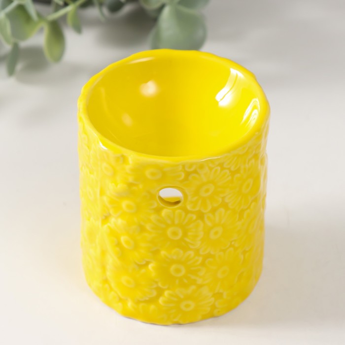 Аромалампа керамика "Ромашки" жёлтая 6,7х6,7х7,5 см