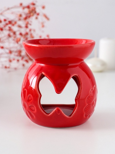 Аромалампа для эфирных масел «Бабочка», керамика, красная, 7.2×7.2×8.9 см