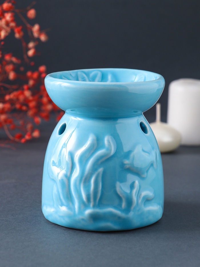 

Аромалампа керамика "Подводный мир" голубая 7,2х7,2х8,9 см