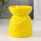 Аромалампа керамика "Стрекоза на цветке" жёлтая 7,2х7,2х8,3 см - фото 3333152