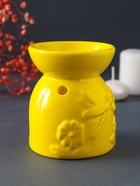 Аромалампа для эфирных масел «Стрекоза на цветке», керамика, жёлтая, 7.2×7.2×8.3 см - Фото 2