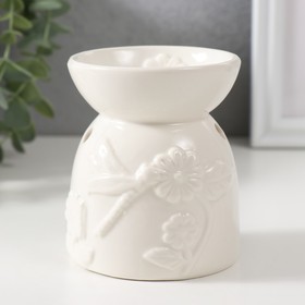 Аромалампа керамика "Стрекоза на цветке" белая 7,2х7,2х8,3 см