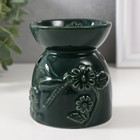 Аромалампа керамика "Стрекоза на цветке"зелёная 7,2х7,2х8,3 см - фото 3333158
