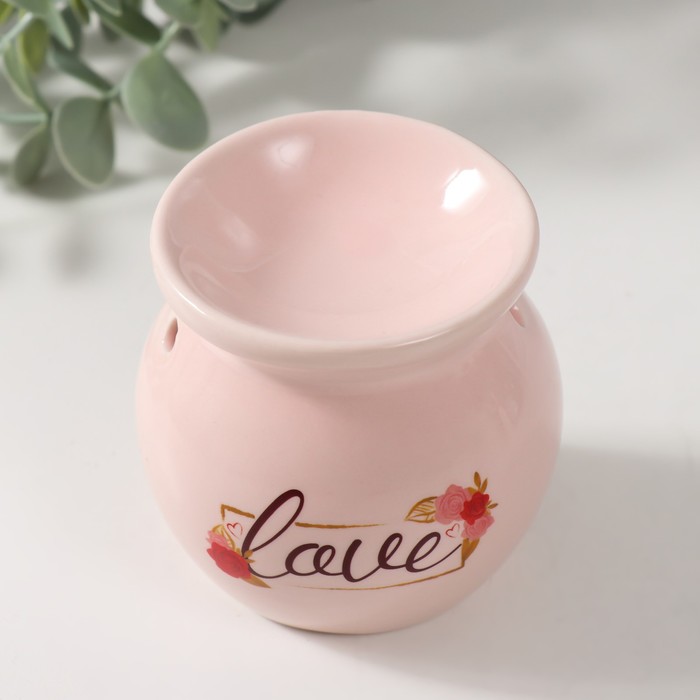 Аромалампа керамика "Любовь" розовая 7,2х7,2х7,8 см