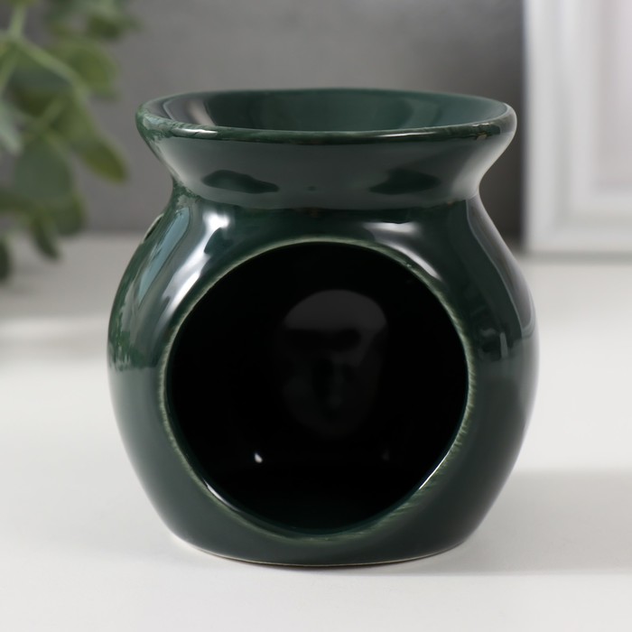 Аромалампа керамика "Растение в горшке" зелёная 7,2х7,2х7,8 см