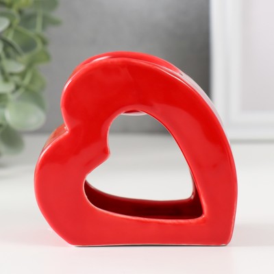 Аромалампа для эфирных масел «Сердце», керамика, красная, 9×4.8×8 см