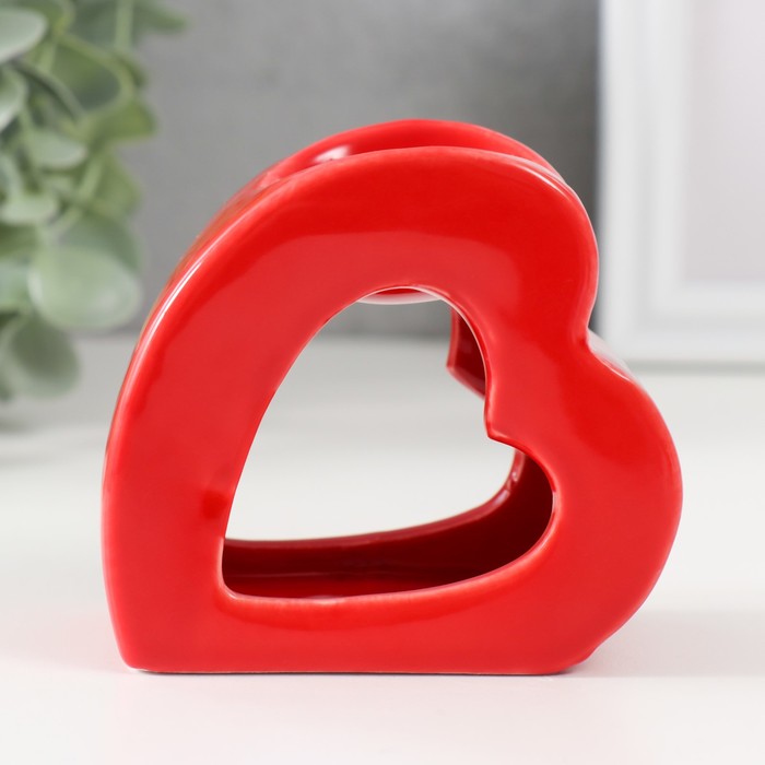 Аромалампа керамика "Сердце" красная 9х4,8х8 см