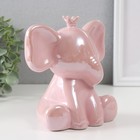 Копилка керамика "Слонёнок в короне" розовый перламутр 14,5х9,7х14,8 см - фото 9375531