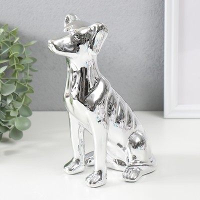 Копилка для денег «Пёсик серебристый», керамика, 11.5×9.5×20.5 см