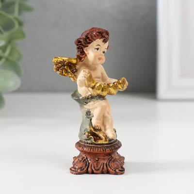 Фигурка полистоун «Ангел на колонне с сердцами/цветами», 8.5×4×3.3 см, МИКС
