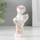 Сувенир полистоун "Белоснежный ангел в венке из роз с рогом изобилия" 8х3,5х4 см - Фото 2