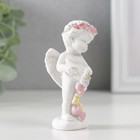 Сувенир полистоун "Белоснежный ангел в венке из роз с рогом изобилия" 8х3,5х4 см - Фото 3