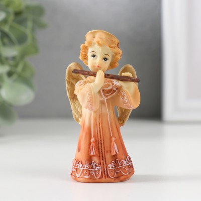 Сувенир полистоун "Ангел в платье с флейтой" 8х4,3х3 см