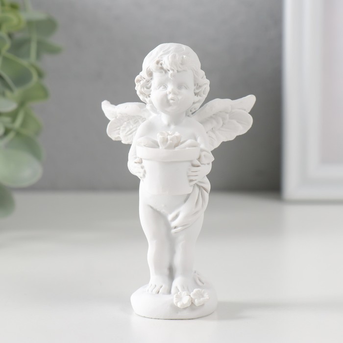 Сувенир полистоун "Белоснежный ангел с цветком в горшке" 9,7х6х6,5 см - Фото 1