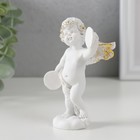Сувенир полистоун "Белоснежный ангел с музыкальными тарелками" 10,2х7х5 см - фото 9375607
