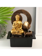 Фонтан настольный с подсветкой «Золотой Будда у фонтана с кольцами», от сети, 21×17.5×26 см 9832797