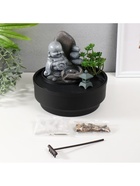 Фонтан настольный, японский сад камней «Маленький хотей в саду Дзен», от сети с подсветкой, 21×21×21 см - Фото 12