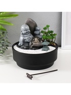 Фонтан настольный, японский сад камней «Маленький хотей в саду Дзен», от сети с подсветкой, 21×21×21 см - Фото 4